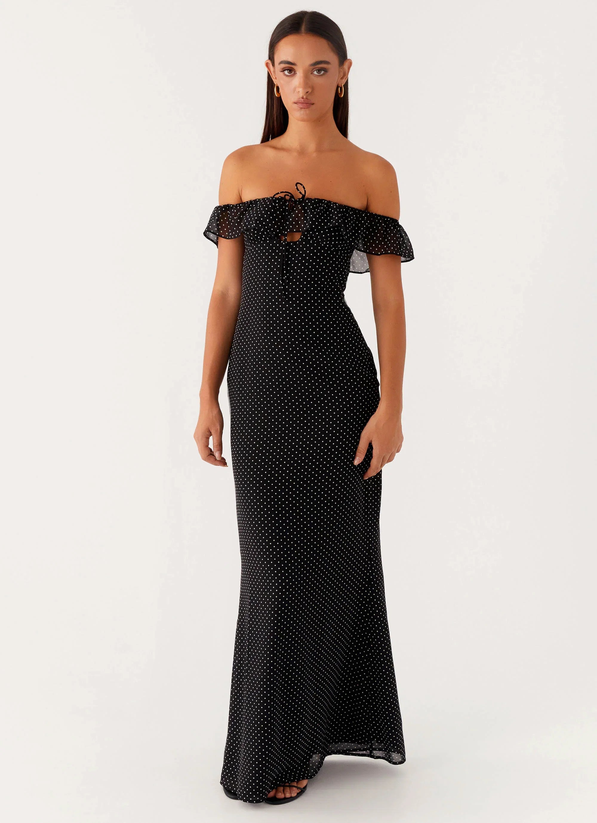 Scarlet Cherry Maxi Dress Black Polka Dot