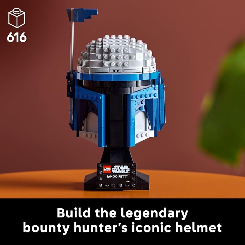 LEGO Star Wars Jango Fett Helmet DIY Model Kit for Adults 18 Collectible Building Set Room Decor Idea for Attack of The Clones Fans Gift for Birthdays 75408