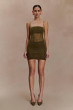 Maryk Mesh Mini Dress Khaki