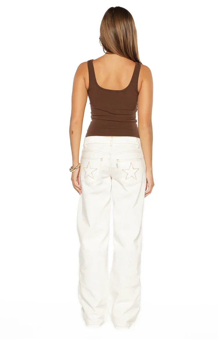 Prue Brown Scoop Neck Tank Top