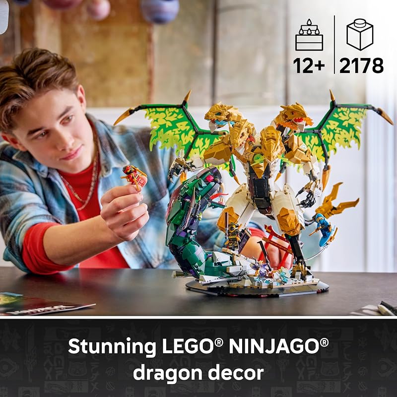 LEGO NINJAGO Ultra Dragon Battle 71872 Collectible Building Toy for Boys Girls Ages 12 Display Set for Bedroom or Desk 4 Minifigures 2178 pieces Gift Ideas