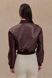 Codi Faux Leather Bomber Jacket Merlot