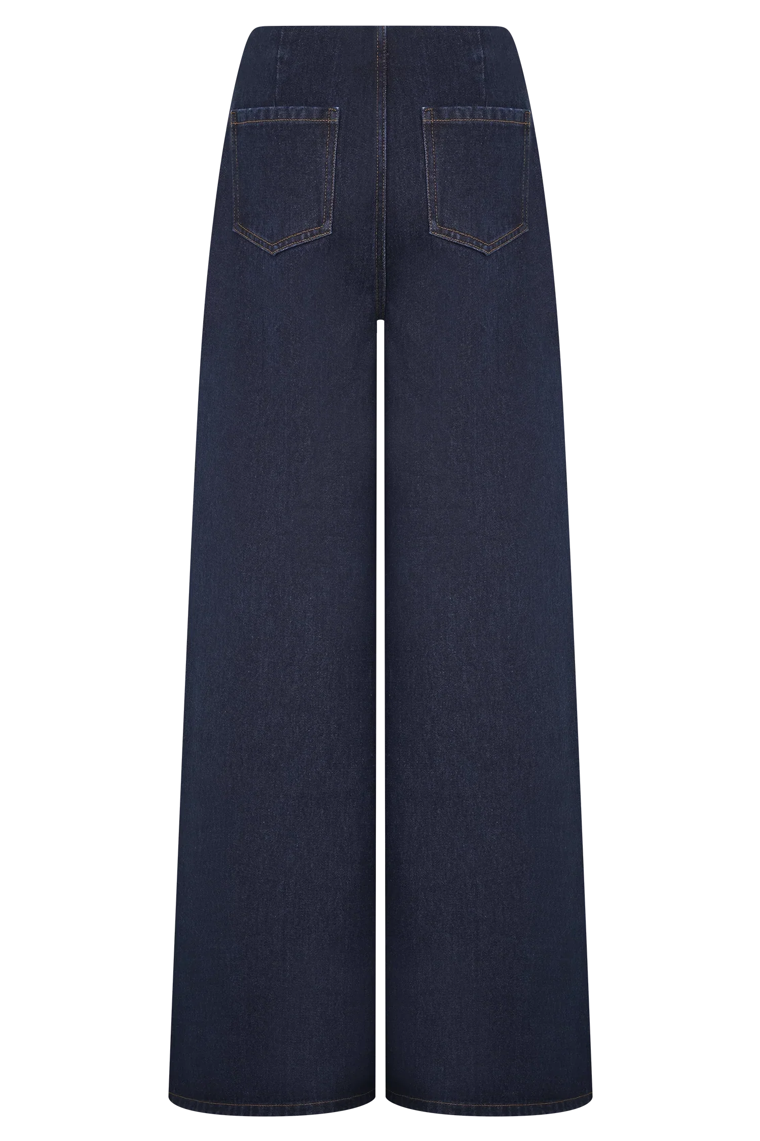 Miranda Faux Suede Belted Denim Wide Leg Jeans Indigo Blue