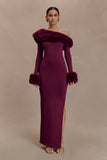 Karleigh Faux Fur Knit Maxi Dress Plum