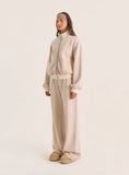 Oatmeal Logo Detail Ribbed Cuff Zip Sweatshirt