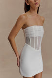 Palmer Mesh Corset Mini Dress Ivory