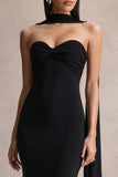 Sheila Black Bandeau Maxi Dress With Scarf Detail