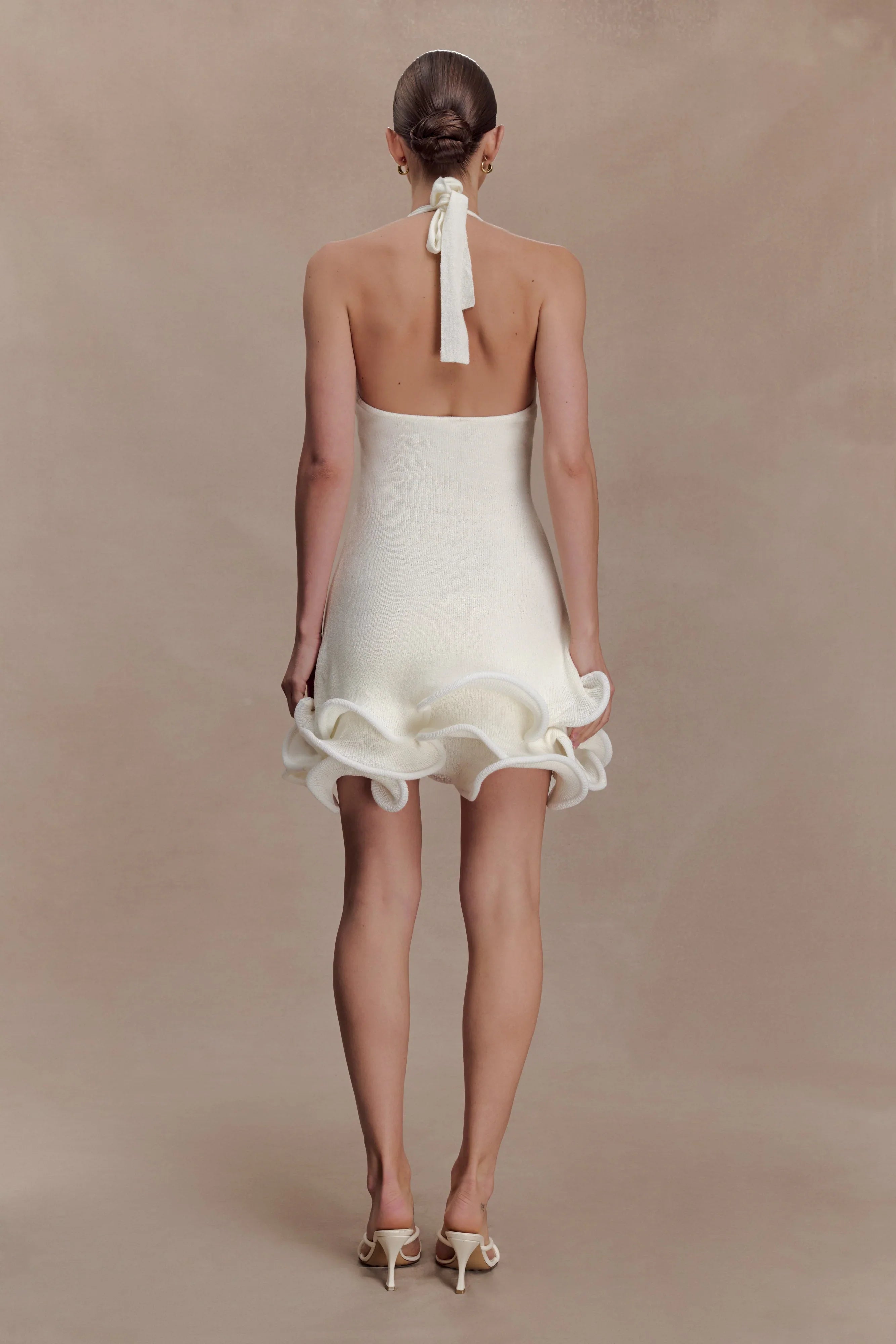 Willowmena Halter Neckline Mini Dress With Tubed Hem White