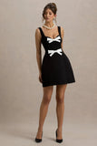Corey Black White Sweetheart Mini Dress With Bow Details