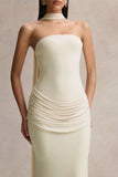 Graciella Stone Bandeau Maxi Dress With Draped Detailing And Scarf