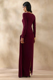 Astrielle Burgundy Wide Neck With Gold Detail And Sash