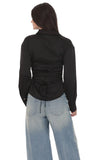 Satin Button Up Shirt in Black
