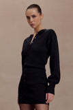 Xaden Wool Mix Knit Mini Dress Black