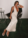 Whisked Away Halterneck Maxi Dress White