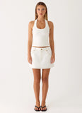 Julien Mid Rise Denim Mini Skirt Ivory