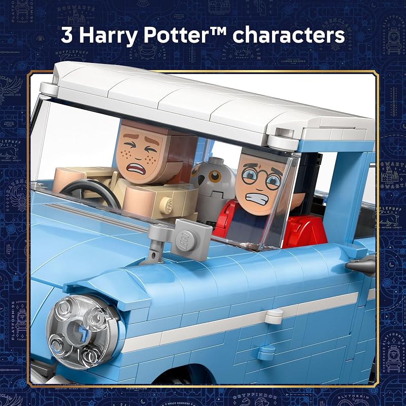 LEGO Harry Potter Enchanted Flying Ford Anglia Car Building Toy for Boys Girls Book Shelf Bedroom Decor for Ages 14 W Harry Ron Hedwig Minifigures Gift Idea for Birthdays 76470