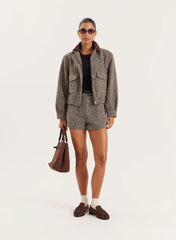 Brown Check Mini Shorts