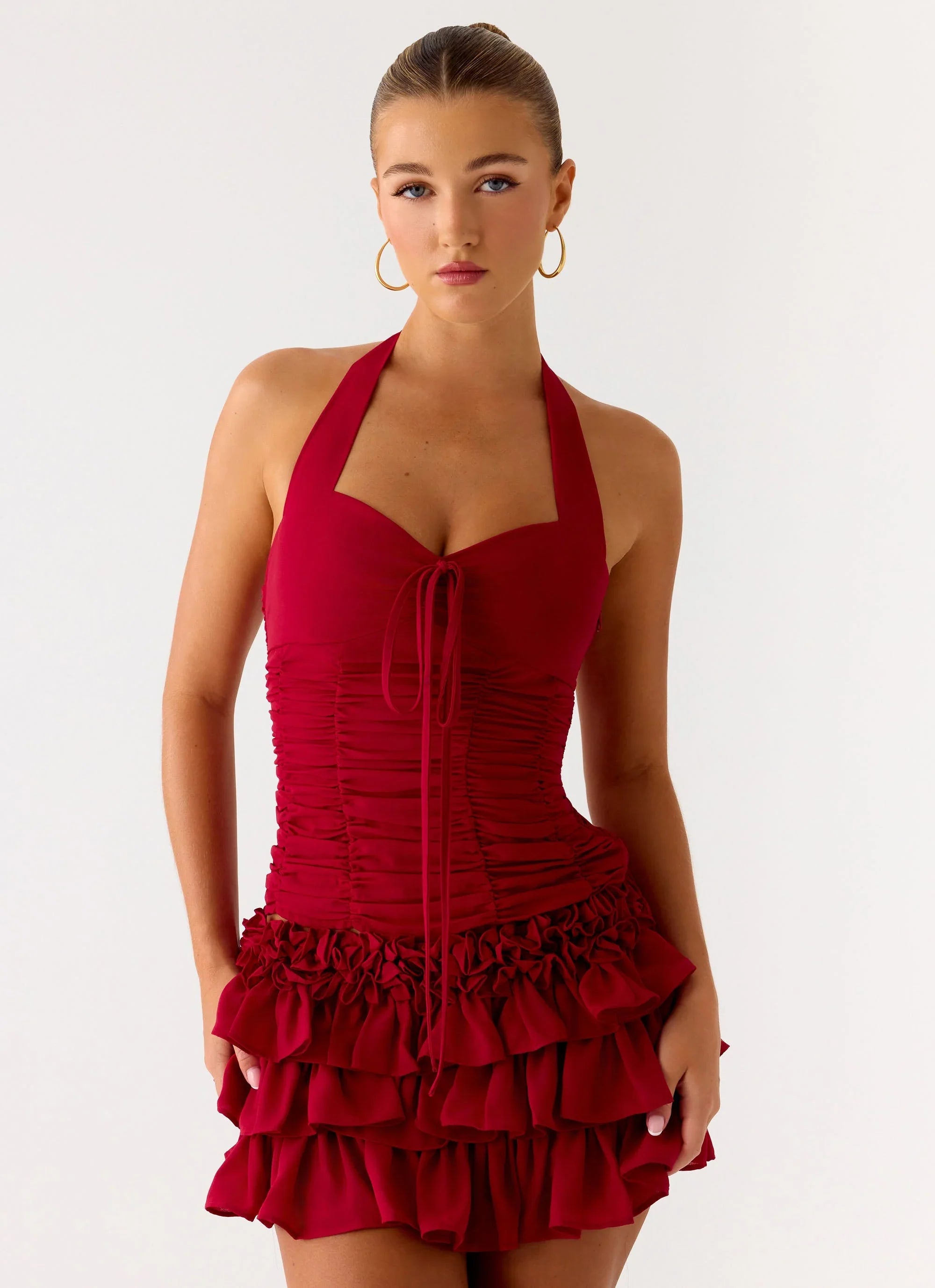 Someone Else Halter Top Dark Cherry