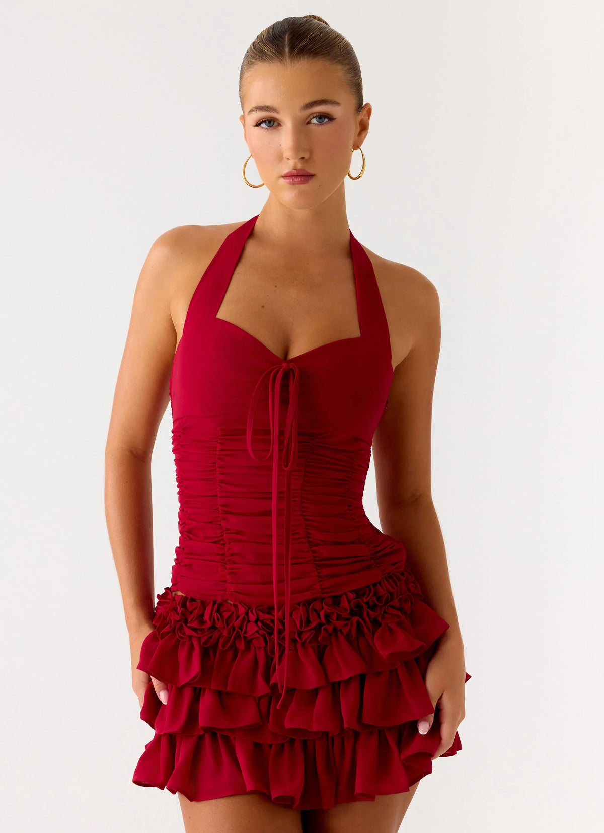 Someone Else Halter Top Dark Cherry