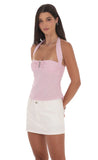 Halter Pinstripe Top In Pink
