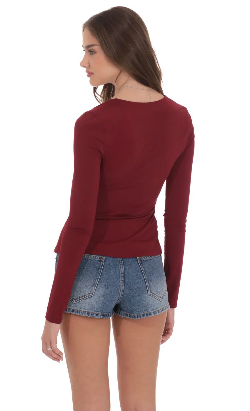 Rosette Fly Away Top in Maroon