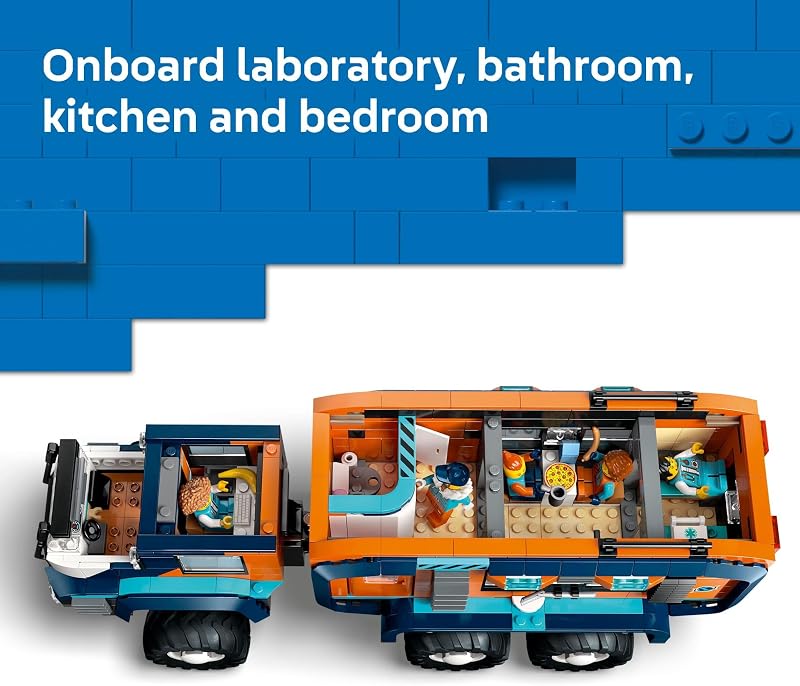 LEGO City Arctic Explorer Science Lab Truck Building Toy STEM Pretend Play Set for Boys Girls Ages 8 Buildable Toy Truck for Kids W 5 Minifigures Gift Idea for Birthdays 60471