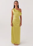 Heart Of Glass Satin Maxi Dress Chartreuse