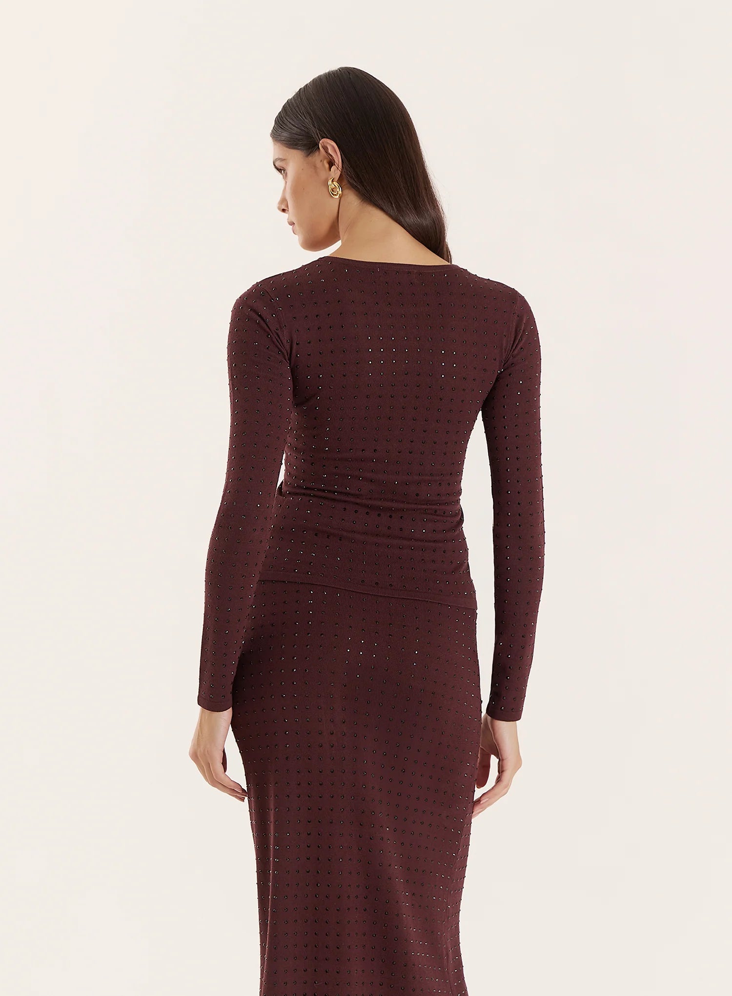 Chocolate Embellished Knitted Long Sleeve Top