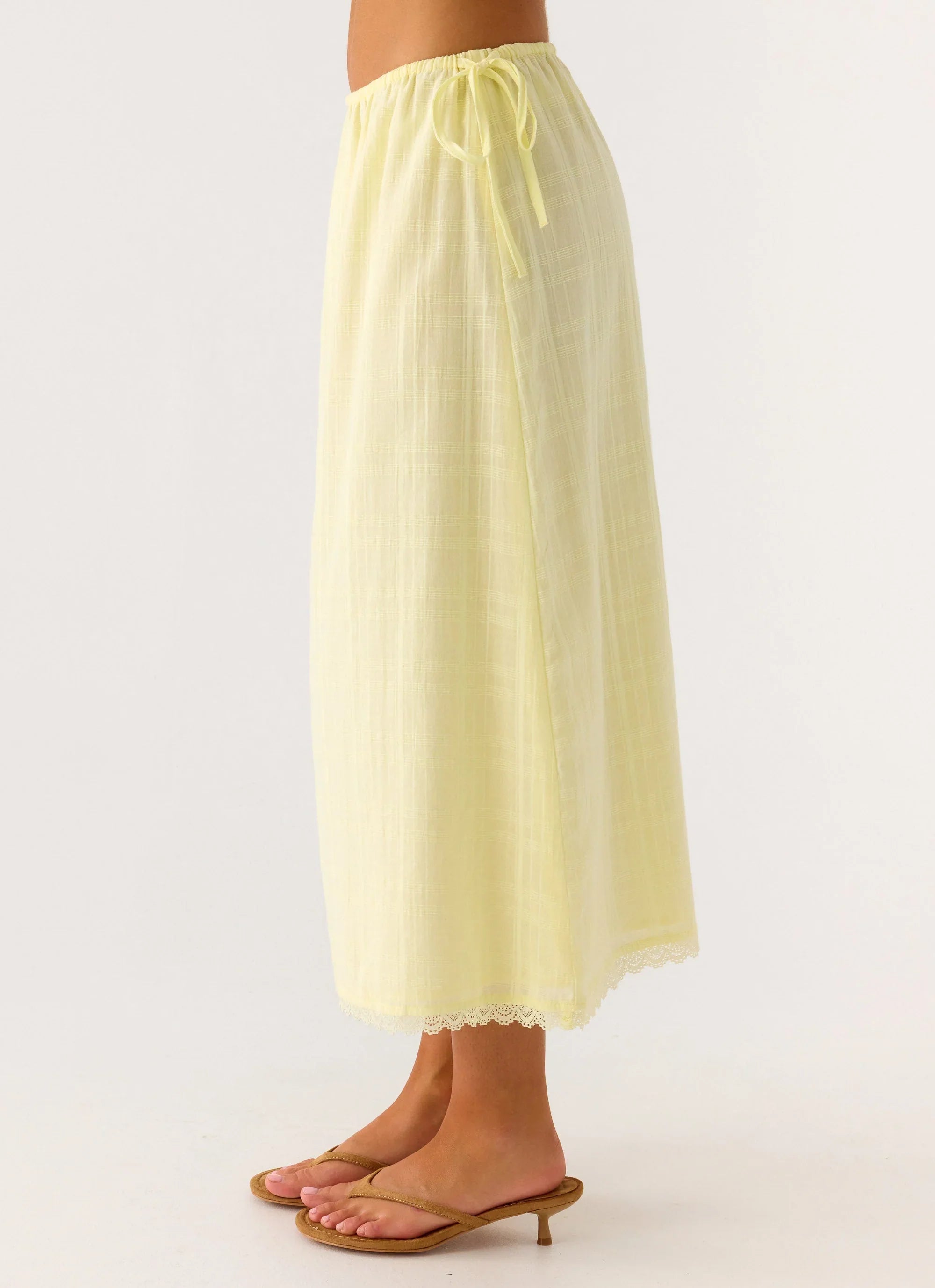 Sweet Lullaby Midi Skirt Lemon Yellow
