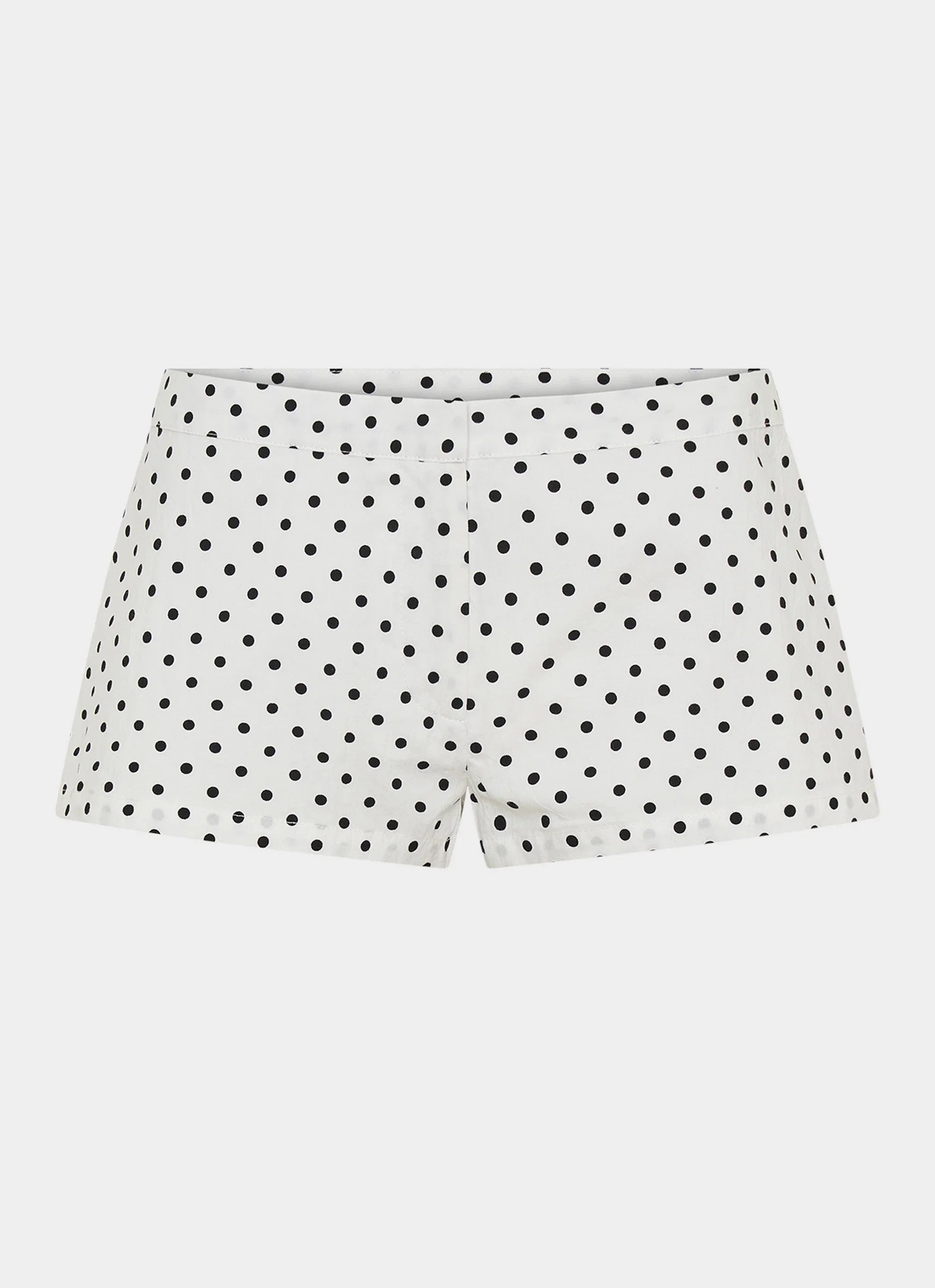Coastline Cotton Micro Mini Shorts White Polka Dot