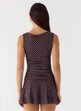 Kelda Mini Dress Chocolate Blue Dot
