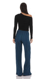 Pleated Straight Pants in Blue