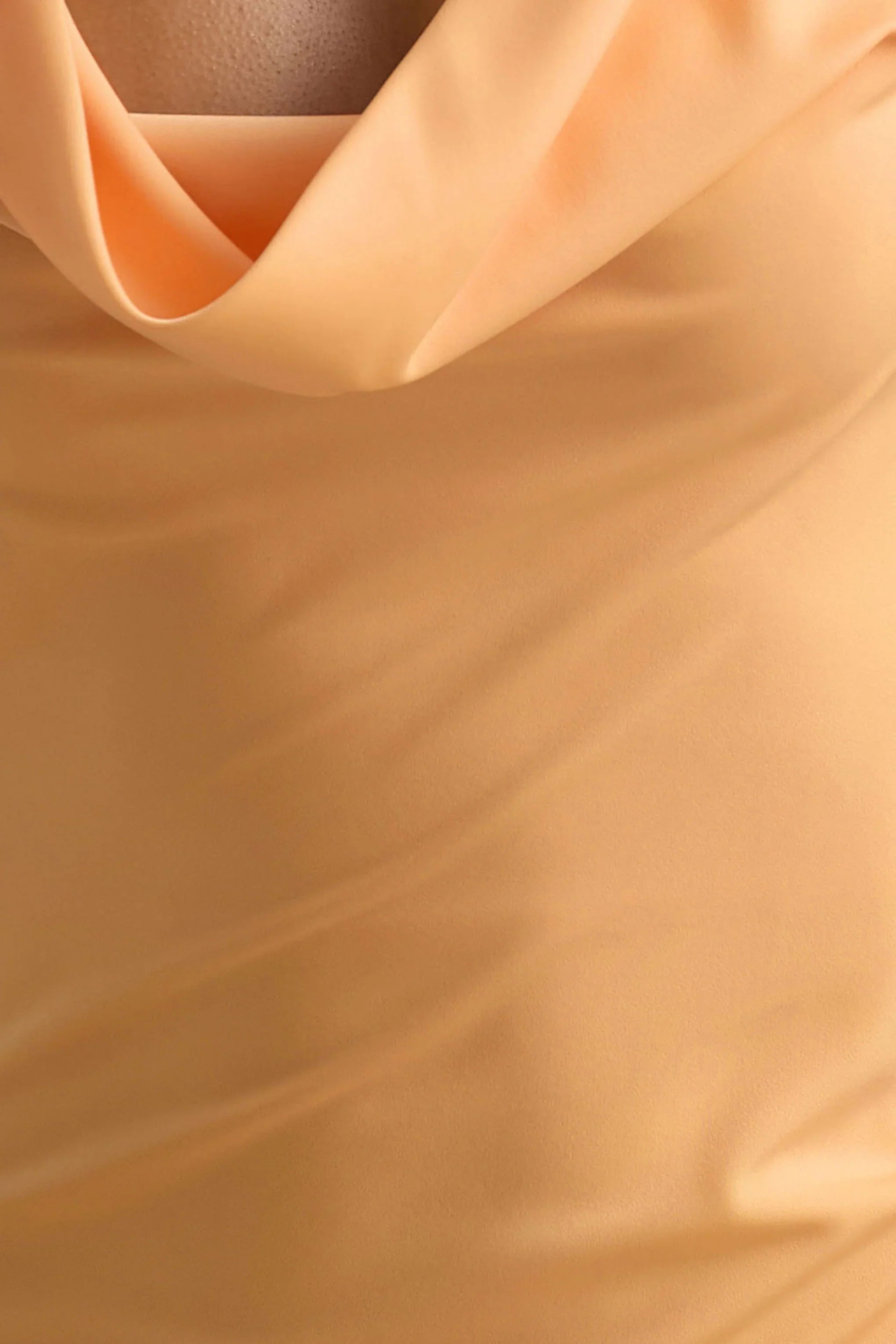 Alesso Peach Satin Cowl Neck Slip Maxi Dress