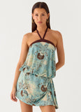 Switch Up Halter Mini Dress Aqua Blur