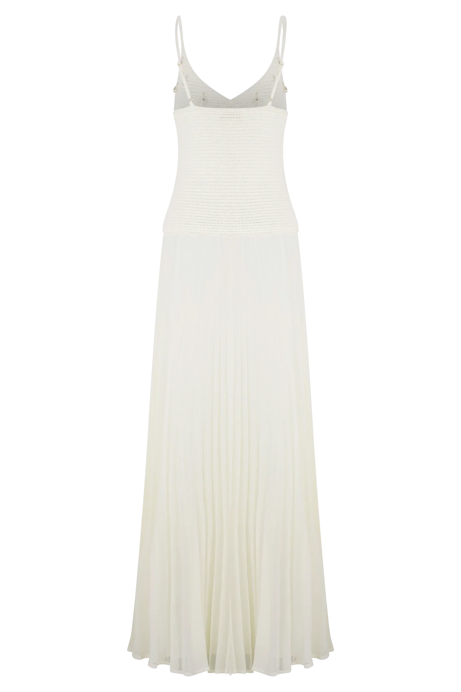 Catherine Crochet Pearl Maxi Dress White