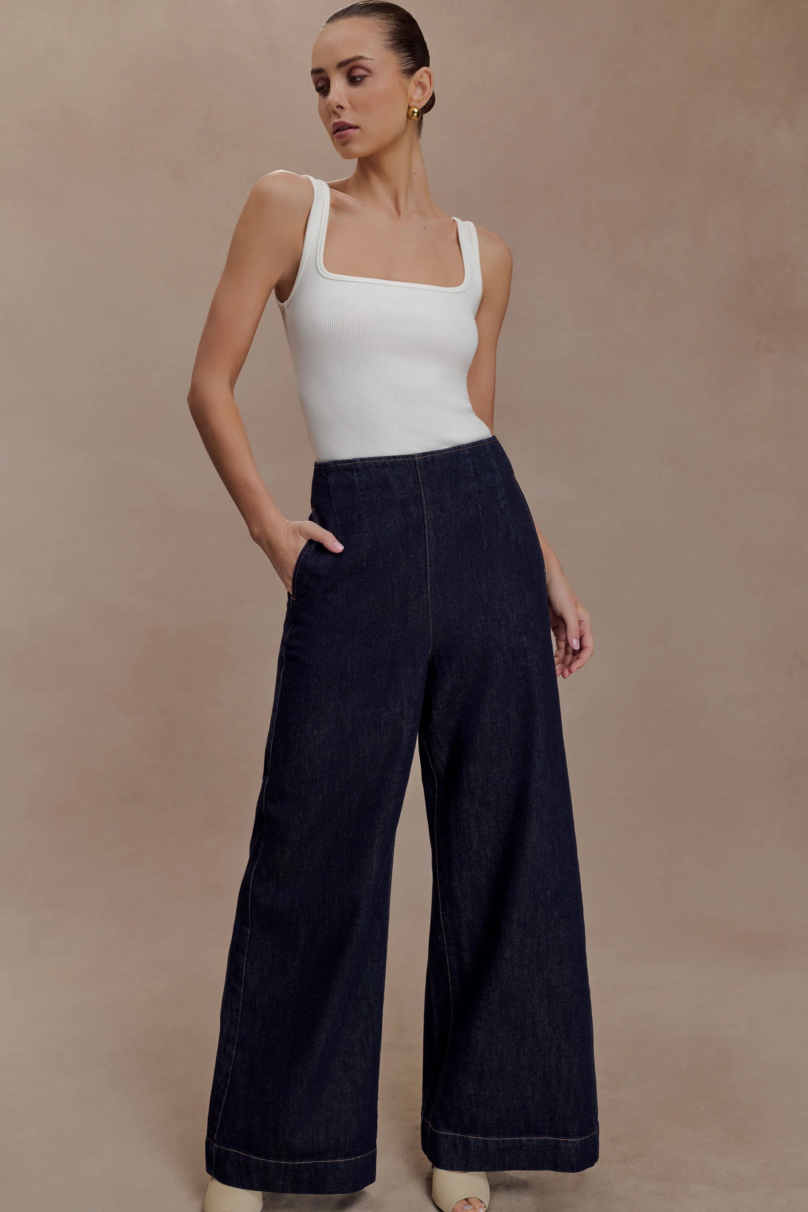 Maral High Waisted Dart Jeans Washed Indigo Blue
