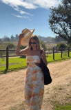 Coen Orange Floral Strapless Maxi Dress