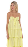 Ruffle Front Tie Maxi Dress in Yellow