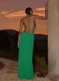 Tropic Muse Beaded Cowl Maxi Dress Green