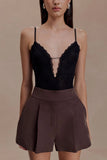 Jasper Sheer Plunge Lace Bodysuit Black