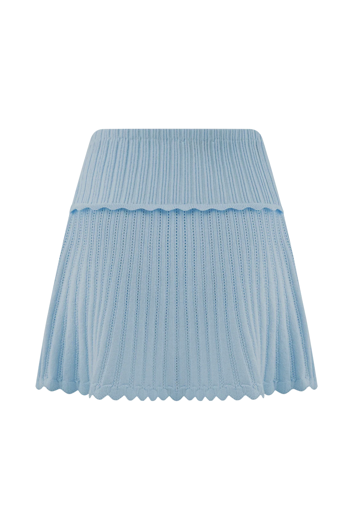 Indy Pointelle Knit Mini Skirt Cornflower Blue