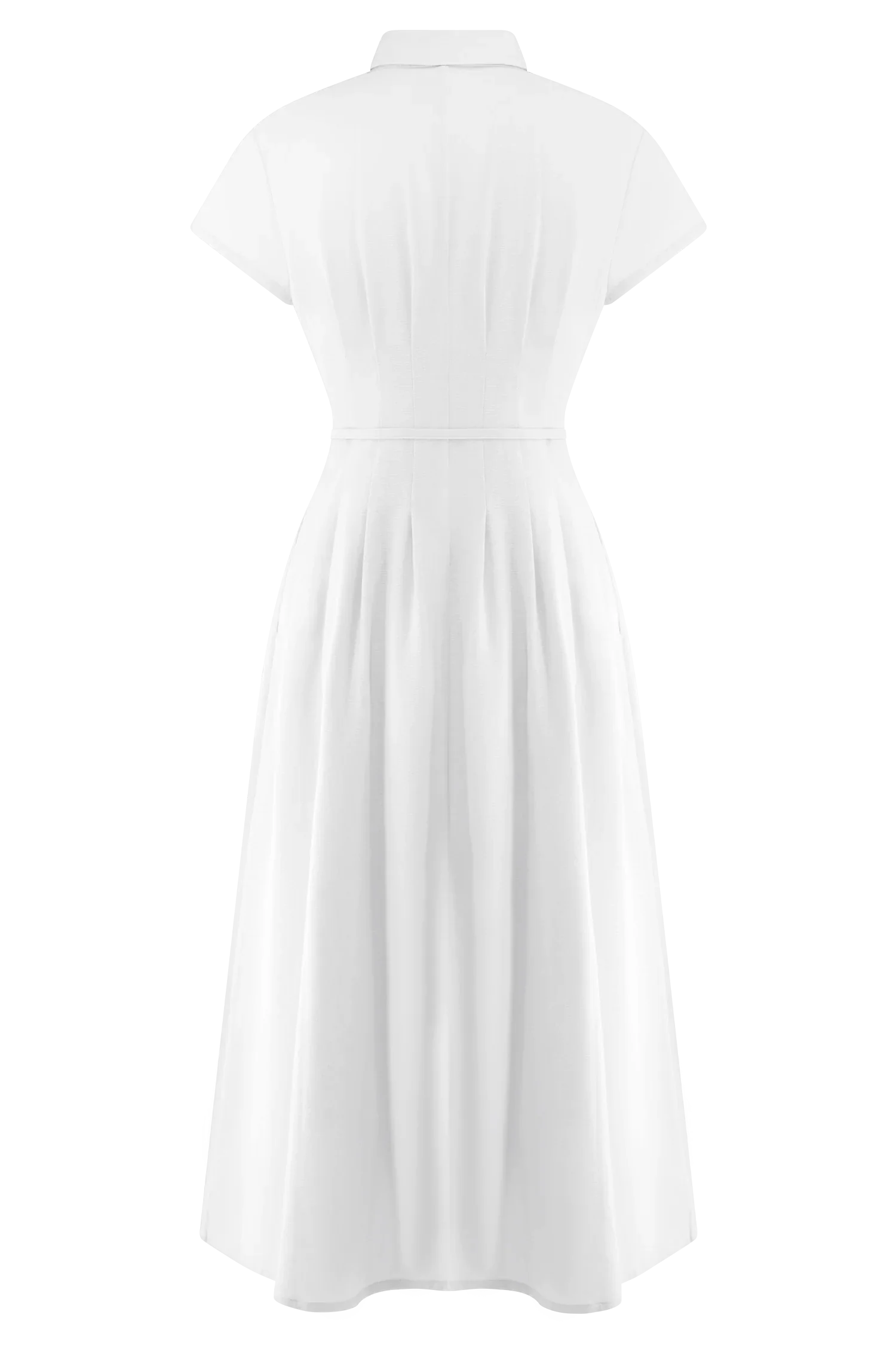 Aysha Buttoned Linen Midi Dress White