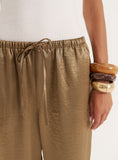 Mocha Satin Tie Waist Wide Leg Trouser