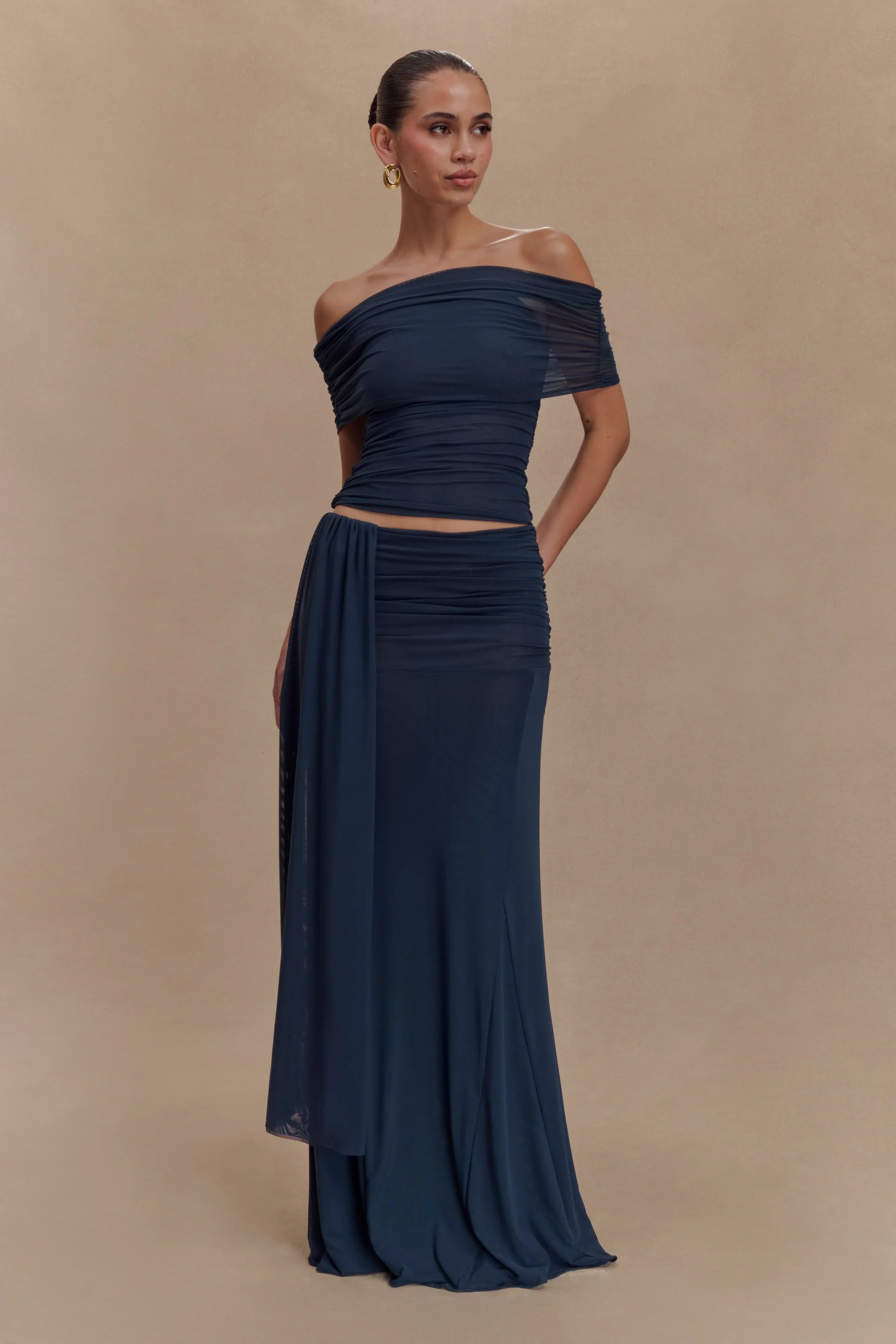 Arna Mesh Maxi Skirt Midnight Blue