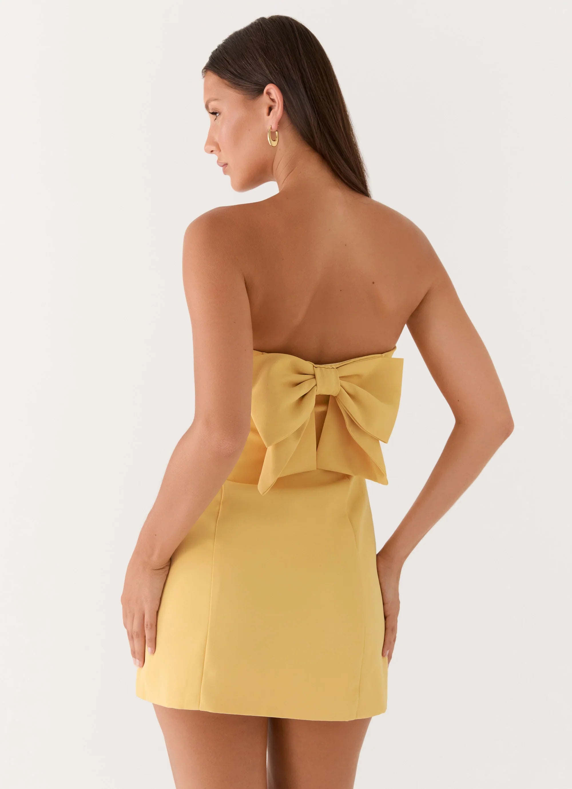 Honey Bow Mini Dress Yellow