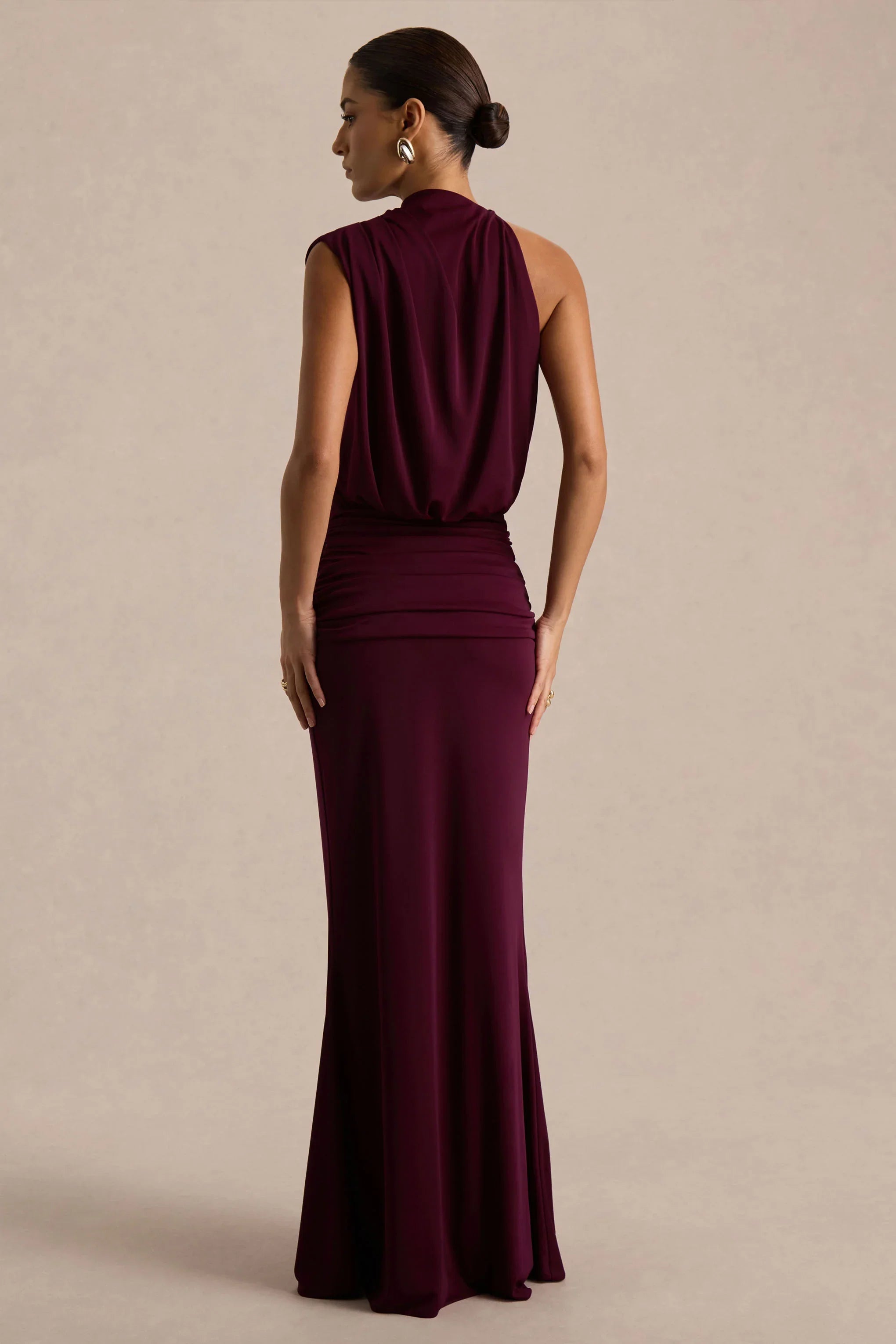 Umaira Burgundy High Neck Maxi Dress