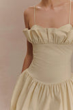 Janis Cotton Frill Mini Dress Nude