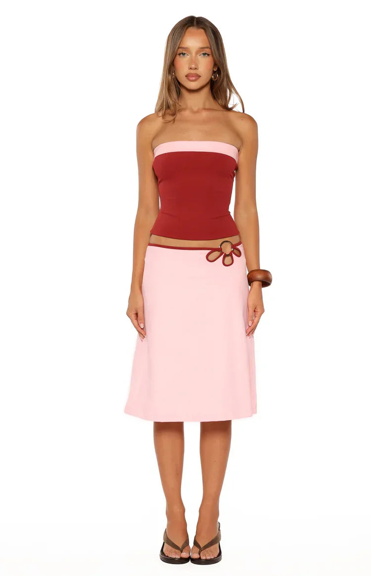 Orlanda Pink Strapless Contrast Top PRE ORDER