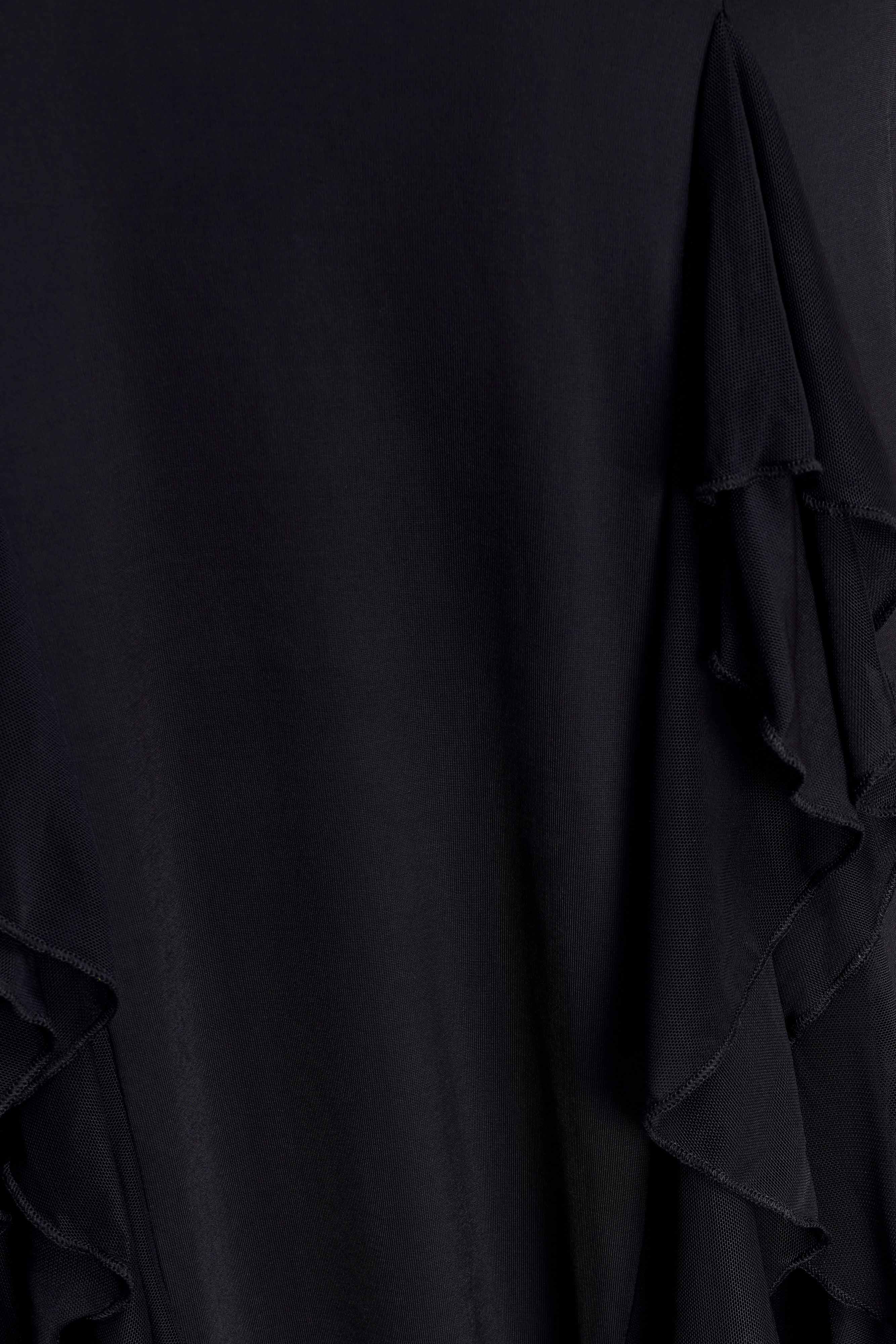 Etta Ruffle Slinky Maxi Dress Black