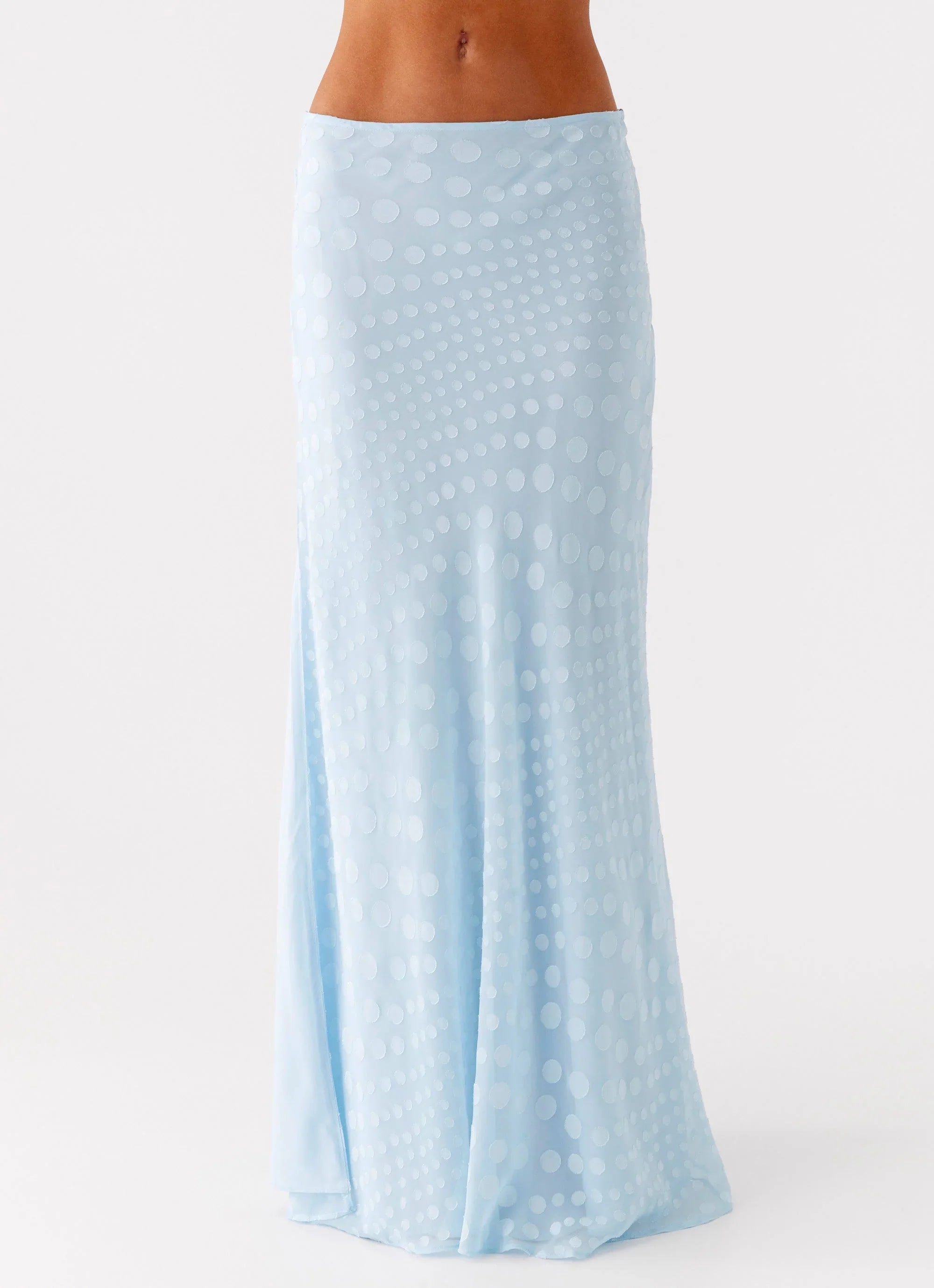 Mena Chiffon Spot Maxi Skirt Blue